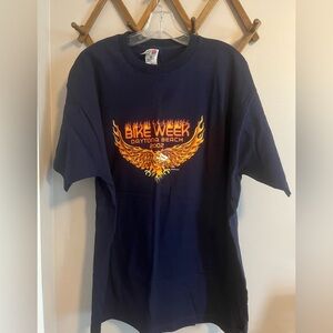 Y2K biker shirt Daytona beach 2002 eagle on back flames men’s XL navy blue